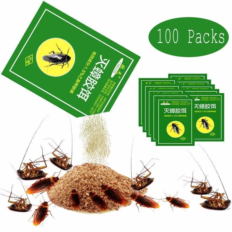 

100Pcs Very Powerful Killing Cockroach Bait Powder Pest Control Cockroach Repeller Insect Roach Killer Anti Pest Reject Trap