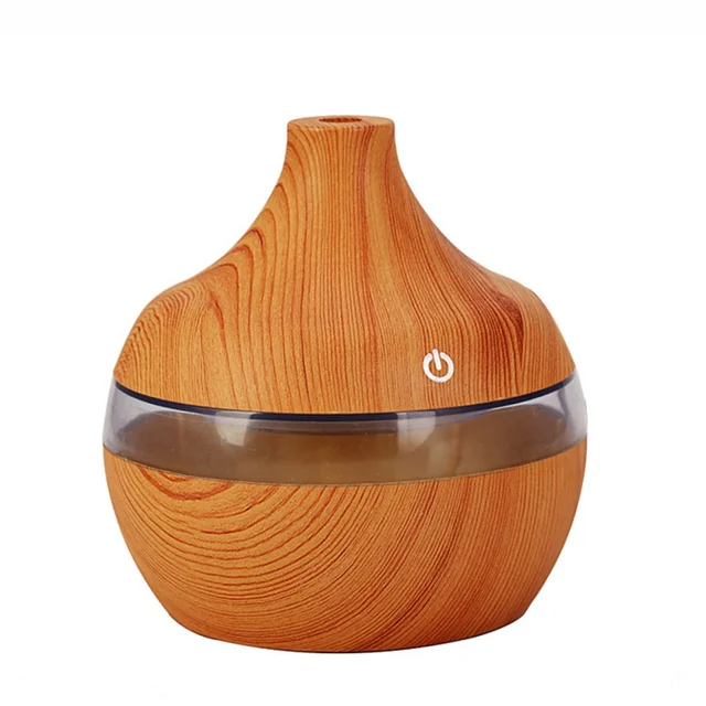 300ml Wood Grain Aromatherapy USB Humidifier Drops Water Air
