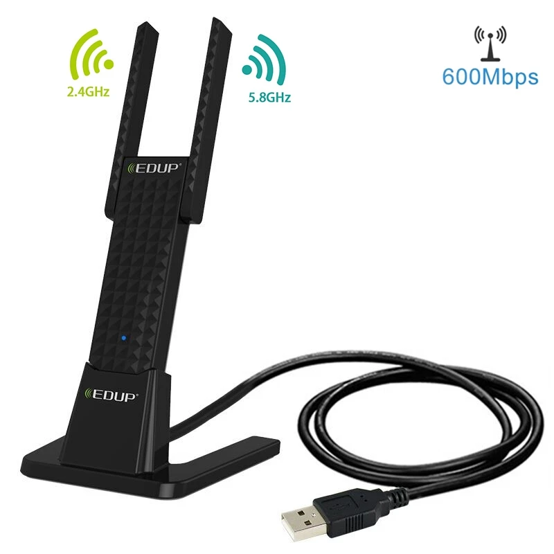 EDUP ep-ac1631 600 Мбит Dual Band 11ac USB Беспроводной Адаптер Wi-Fi сетевой карты с 2 антенн и База для ноутбука/ ПК