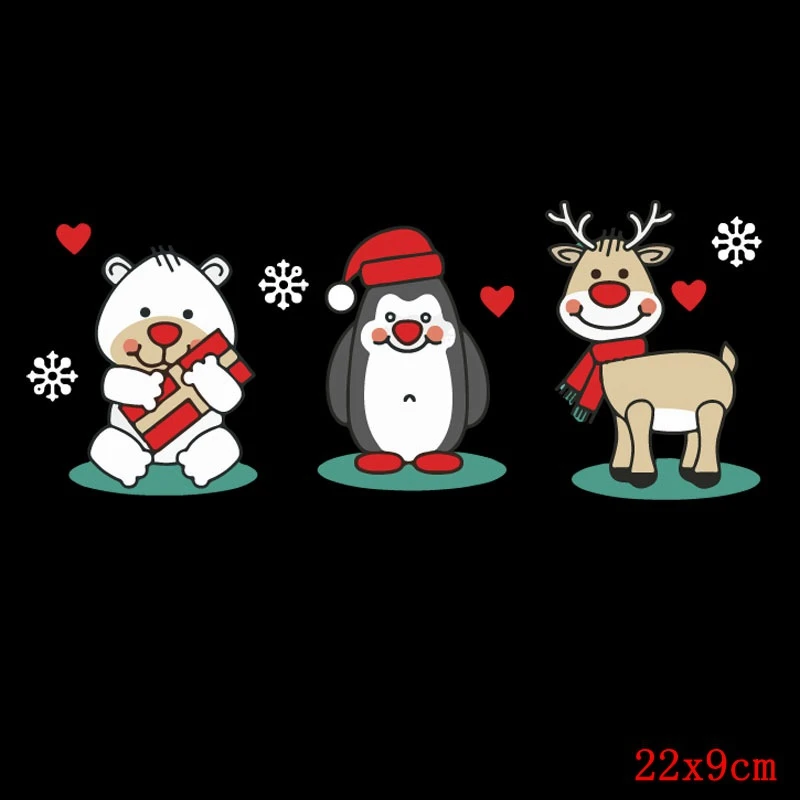Prajna Мультяшные рождественские нашивки железные на переводах Пингвин белый медведь лося красные нашивки рождественские носки наклейки для одежды логотип - Цвет: Антикварная медь