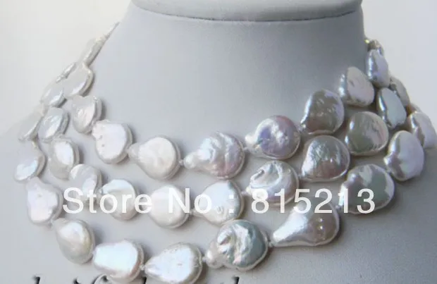 

N1683 Nature 43'' 13.5mm White Baroque Coin Freshwater Pearl Necklace N Discount NEW
