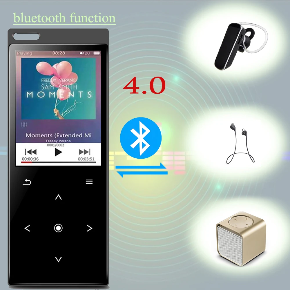 Цельнометаллический Bluetooth 4,0 mp3-плеер с 8 Гб динамиком 1,8 дюймов экран без потери звука FM видео плеер видеомагнитофон SD карта до 128 ГБ MP3