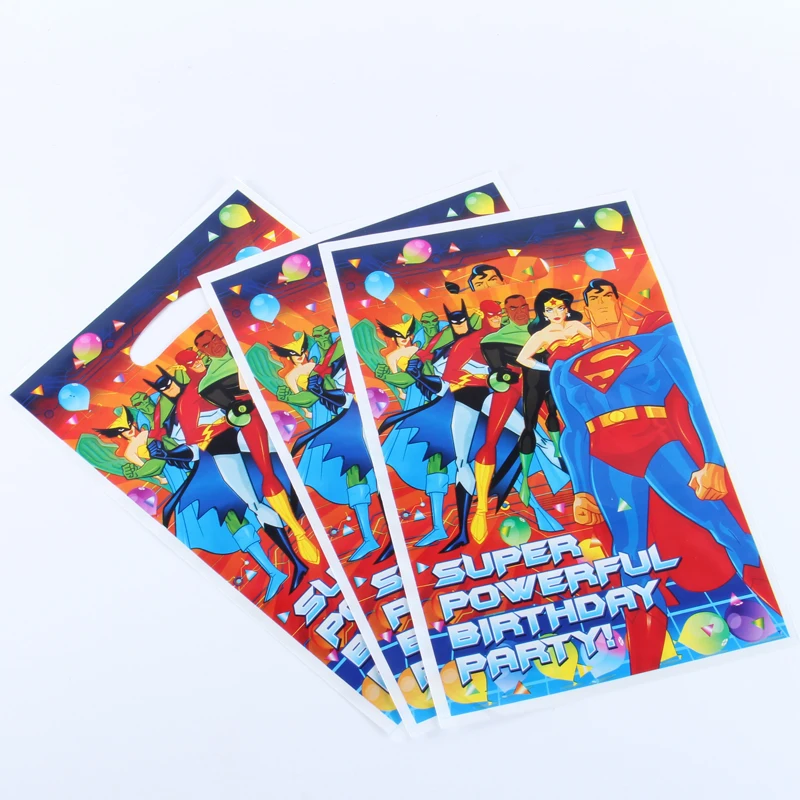 50 шт./лот Супермен мощный герой для мальчиков и девочек ребенка счастливым День рождения украшения Наборы поставки выступает грабить мешок подарков