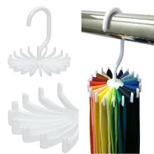 Hoomall Mini Plastic Tie Rack 20 TiesBeltsScarves Holds Hanger Rotating Hook White Tie Holder Storage Racks Laundry Organizer