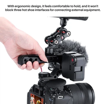 

R005 Dslr Camera Top Handle Grip Metal Cold Shoe Adapter Mount Universal Hand Grip For Sony Nikon Canon With 1/4 3/8 Screw