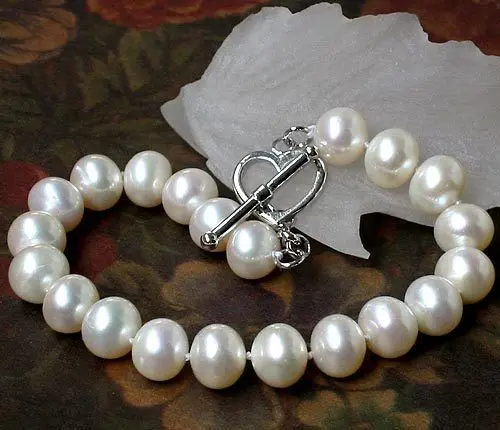 

FREE SHIPPING>>>@@ > 00845 natural white round freshwater pearl bracelet