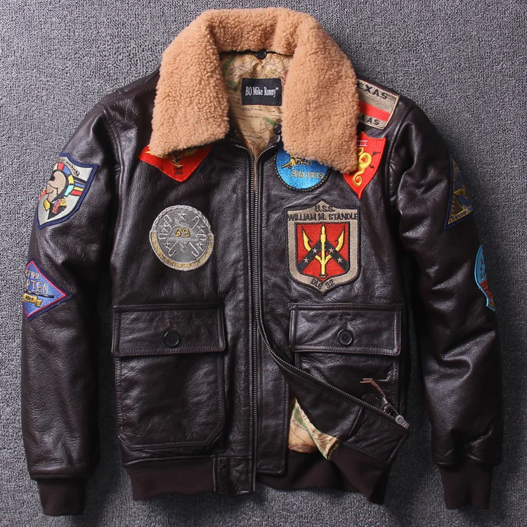 Заводская Новинка, Мужская классическая мотоциклетная кожаная куртка из натуральной кожи, Tom Cruise Top Gun Air Force, зимние пальто