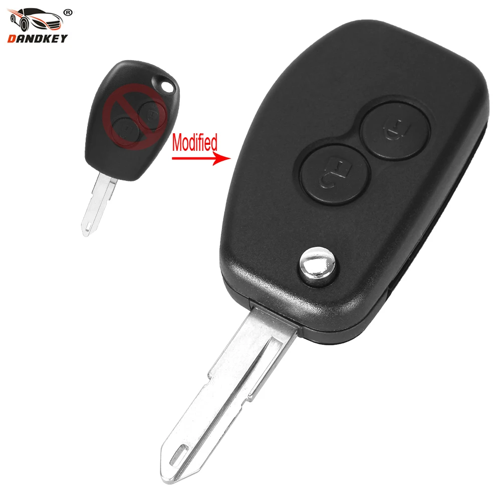 DANDKEY 10p модифицированный складной чехол для ключа автомобиля 2 кнопки Renault Duster Logan