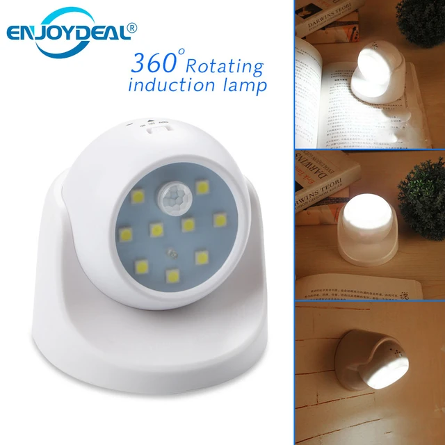 Automatic Motion Sensor Night Light 360° Rotating LED Wall Lamp