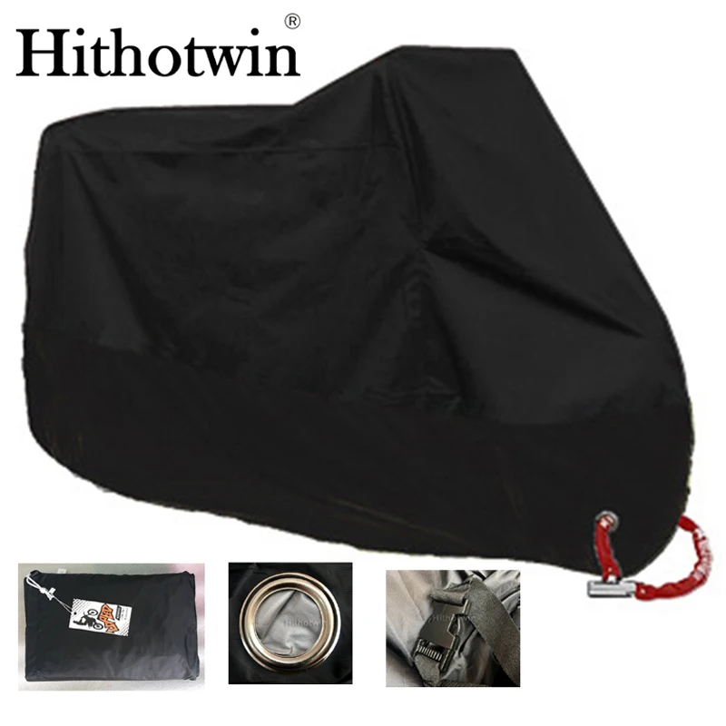 

M L XL XXL XXXL XXXXL 190T Black Motorcycle Cover Outdoor UV Protector Waterproof Rain Dustproof Cover Anti-theft with Lock Hole