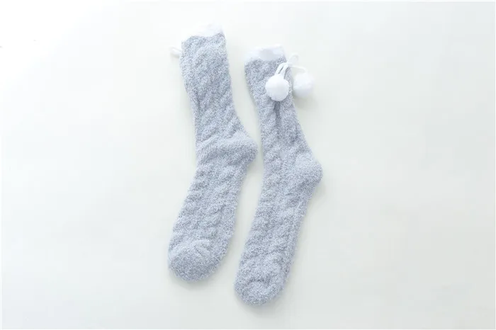 [WPLOIKJD] женские пушистые бархатные пушистые теплые мягкие носки для кровати, новинка, женские милые удобные пушистые Удобные однотонные носки до щиколотки - Цвет: Gray Socks