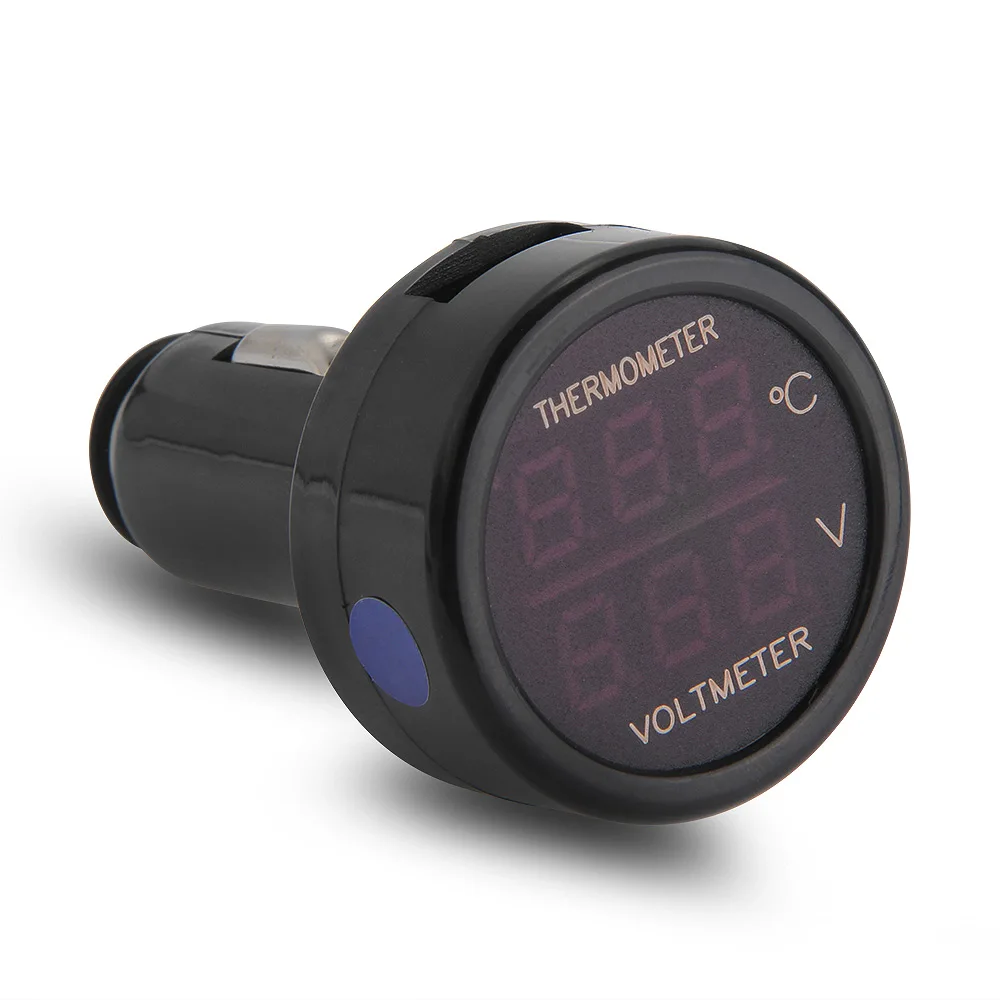 CARCHET Car Cigarette Lighter with LED Voltmeter Thermometer DC 12 24V