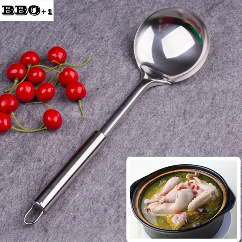 

Stainless steel Soup Spoon Kitchen Pot spoon Large Scoop Long Handle Big Soup Kitchenware Cooking Set Home Cookware 12.8inch