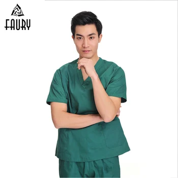 

2018 Doctor Nurse Uniform Hospital Medical Scrub Set Clothes V-Neck Summer Short Sleeve Surgical Scrubs Wholesale High Quality