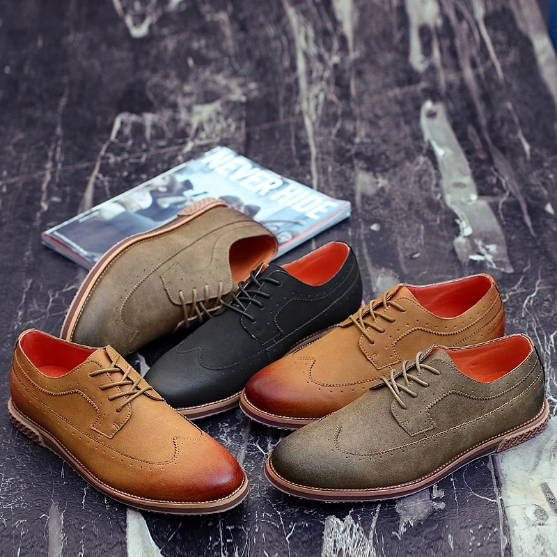 fashion suede leather men shoes elegant male footwear italian office leisure moccasins dress classic brogue oxford shoes for men (25)