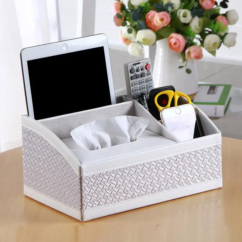 

Vintage Pu Leather Tissue Box Cover Napkin Holder Phone Holder Napkins Case Home Storage Organizer Decoration Storage Box