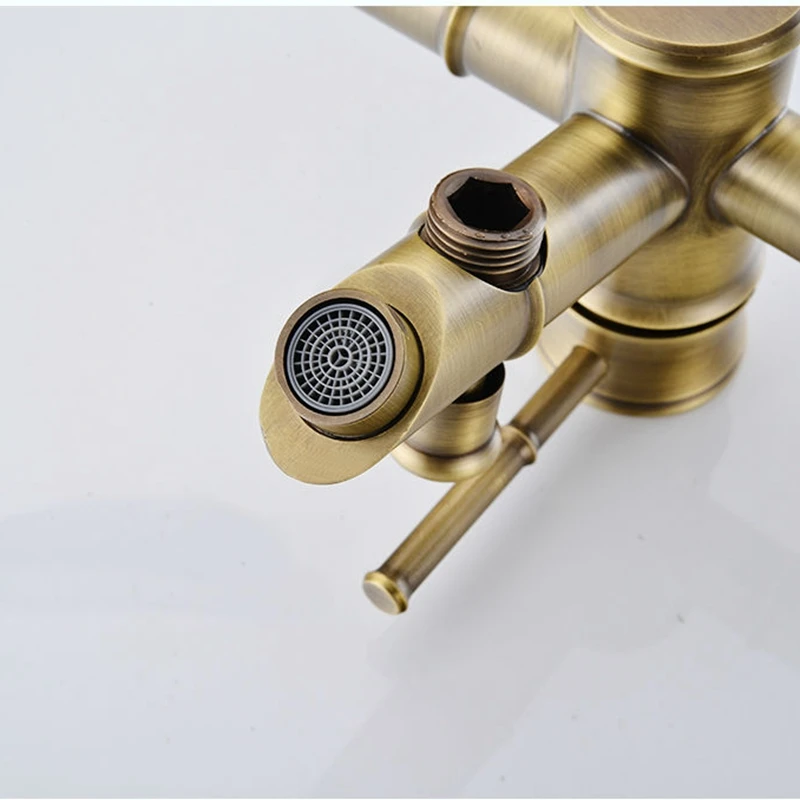 Günstige Bad Bambus Bad Dusche Armaturen Set Badewanne Wasserhahn Wasser Mischer Kran Antique Bronze Fertig mit Hand Dusche EL740