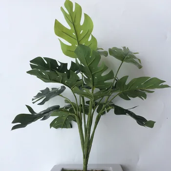 

Artificial Plants Branches Green Leaf Turtle Bamboo Monstera Plastic Palm Leaf Home Wedding Decorative Tropical Leaves