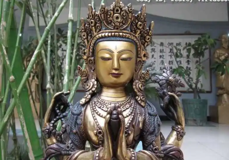 

Tibet Copper coral turquoise Four-Armed Avalokitesvara