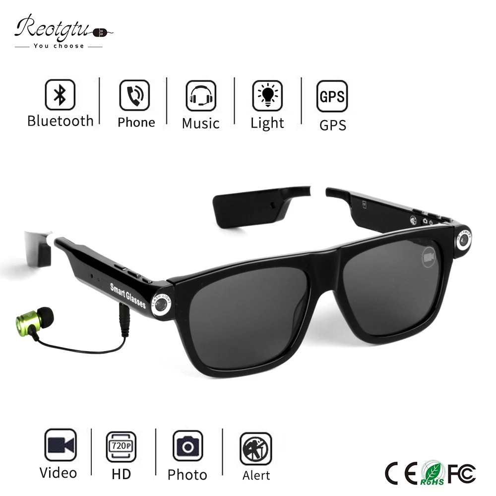  Portable Eye Glasses Mini Camera HD 1080P Sports DV Bluetooth Smart Sunglasses Outdoor With 8GB/32G