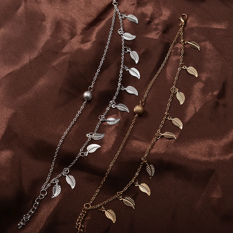Богемные листья многослойные ноги женские браслеты для щиколотки Модные женские Девушки кисточкой цепи металлический браслет на ногу пляжные аксессуары