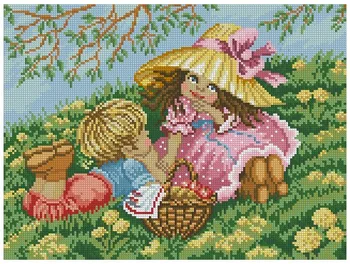 

Needlework 11CT 14CT 16CT 18CT Cross Stitch, DIY Count Cross Stitch, Embroidery Set, Storytelling siblings
