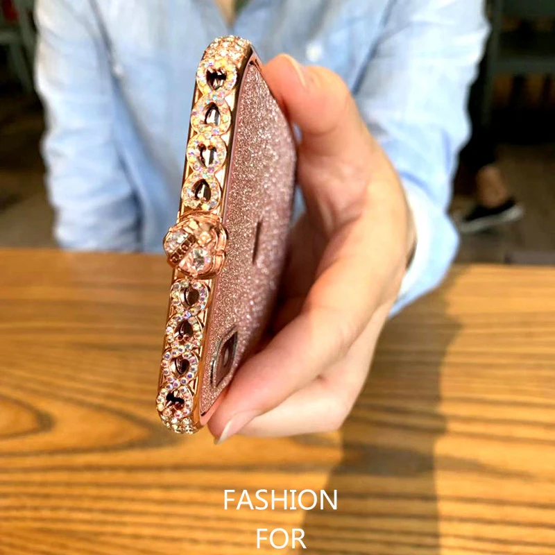 for iphone X XS Rhinestone Bumper Case Hybrid Cover for iphone 6 6s 8 7 plus for Apple Glitter Metal Diamond Bumper Frame Case  (5)