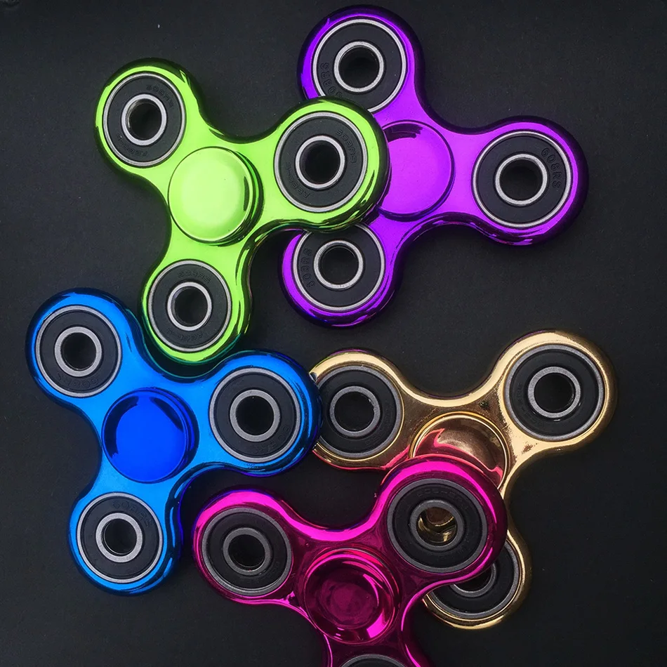 

Hand Spinner Gold Plating Tri-Spinner Fidgets Toy EDC Sensory Fidgets Spinner Spiner For Autism and ADHD Kids/Adult Spinner Hand