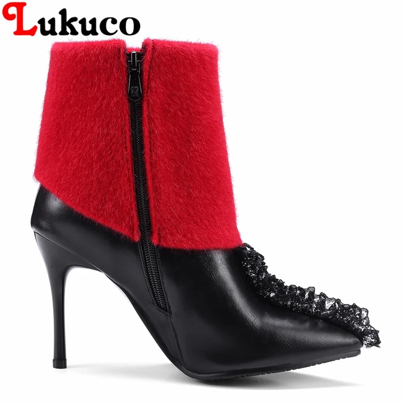 

2018 Sweet lady ankle boots large CN size 34 35 36 37 38 39 40 41 42 43 faux fur design women Boots real pictures free shipping