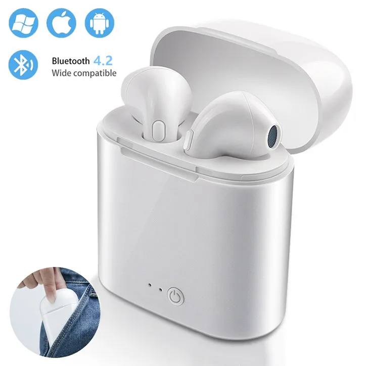 

Wireless Bluetooth Earphone headphones i7s TWS Stereo Earbud Headset With Charging Box For Iphone 7 Xiaomi Smart Phone