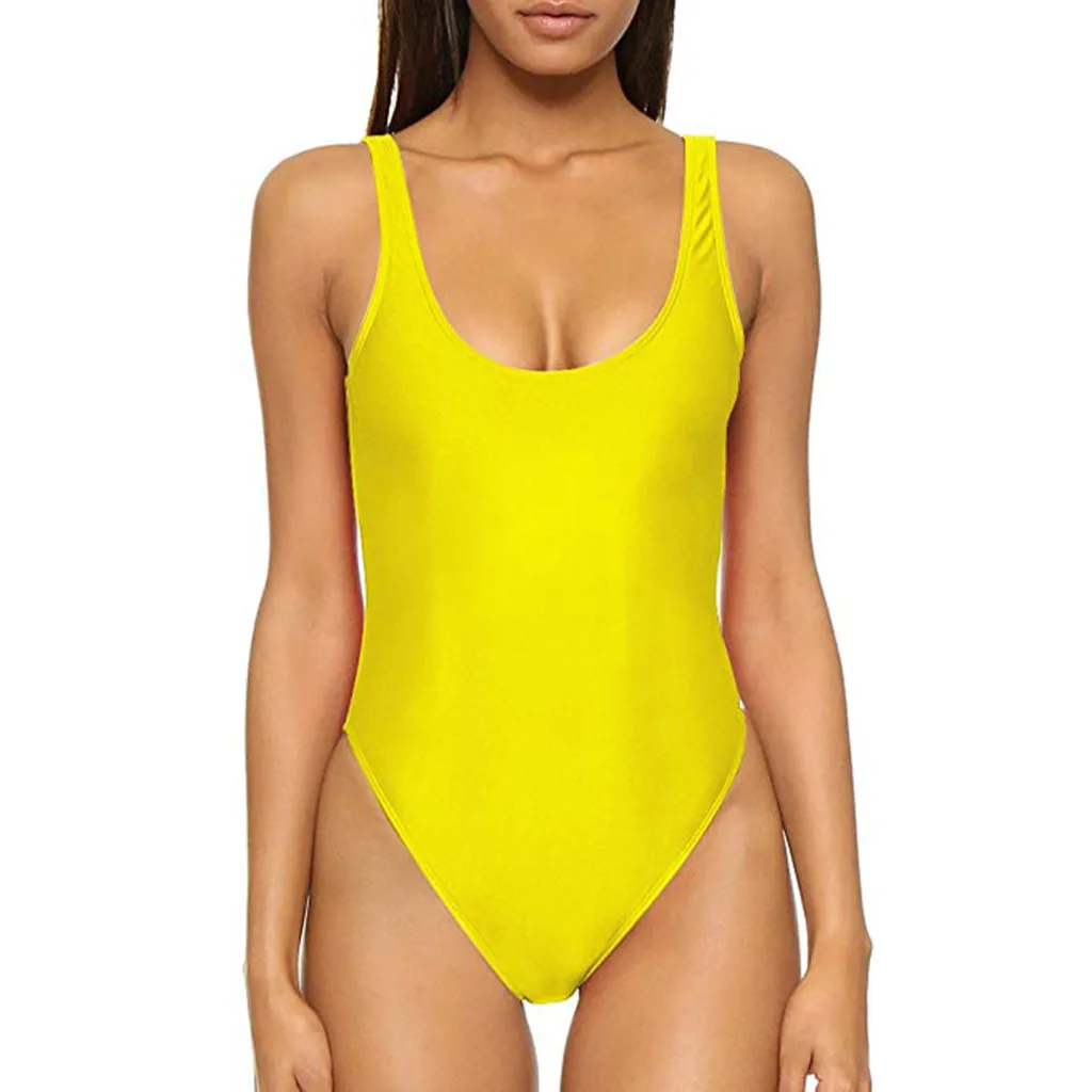 

swimming suit for women Retro Elastic High Cut Low Back One Piece Swimwear Bathing Suits sexy monokini maillot de bain femme