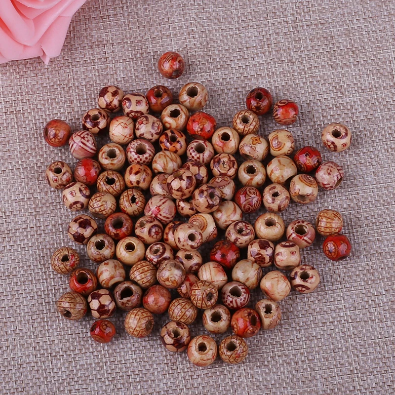 10mm Mixed Painted Drum Wood Prayer DIY Beads 200pcs/Lot