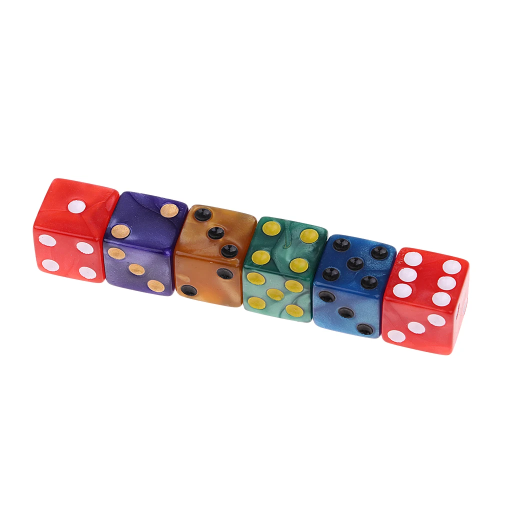 50x/Pack D6 Dice Spotted 5 Colors W Bag for Dungeons & Dragons Party Fun Toy Role Playing Game Dice
