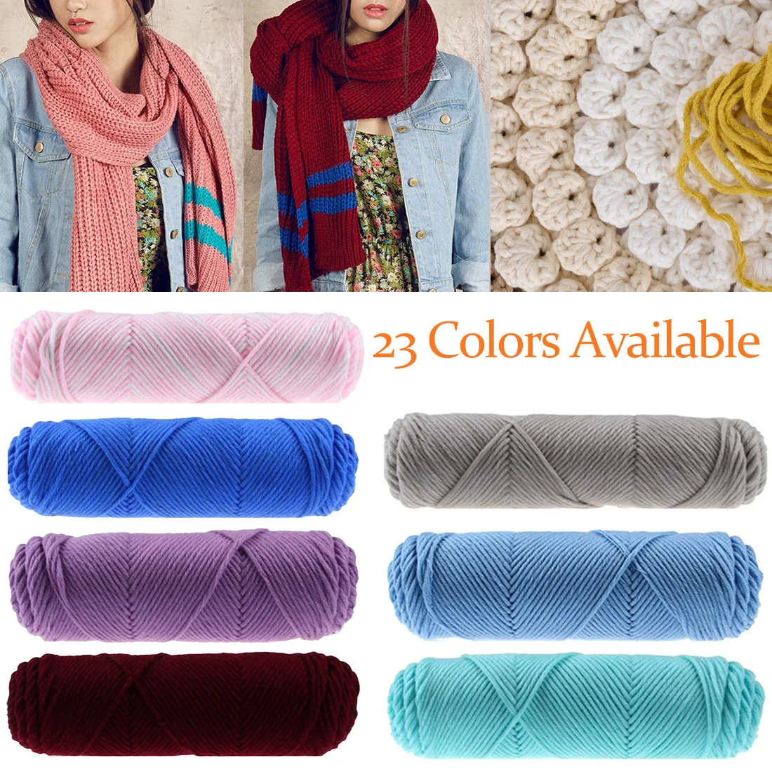 

Hand Knitting Crochet Yarn 100g/pcs Silk Milk Cotton Skincare Thick Yarn For Knitting Lover Scarves Clothes Soft Yarn For Winter