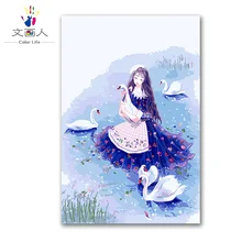 Мультипликационный персонаж девочка DIY Цифровая живопись маслом по номерам с комплектами подарок на день рождения, Картина на холсте, китайский стиль