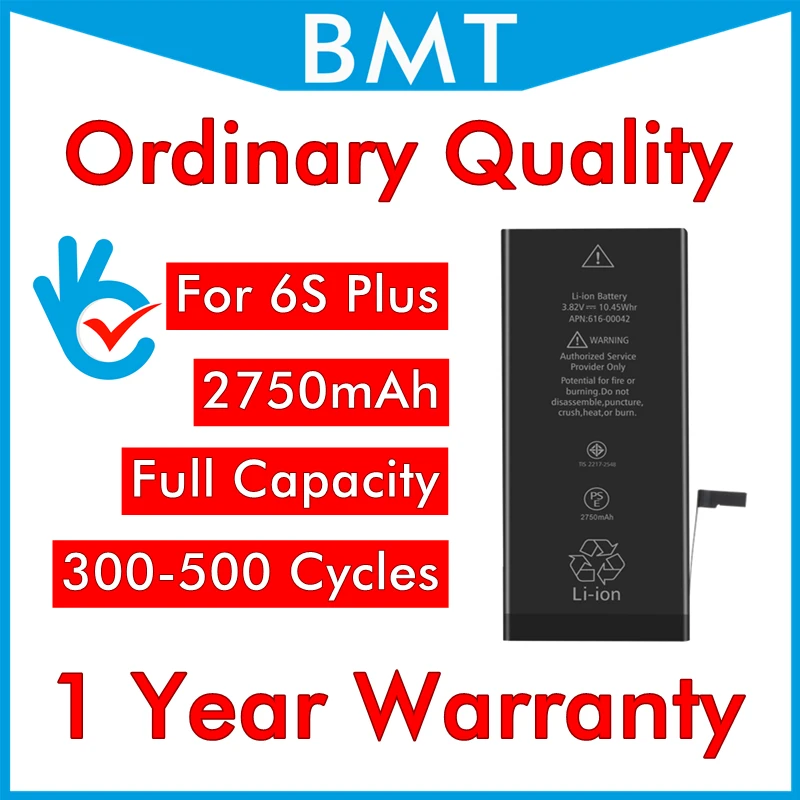 

BMT original 10pcs/lot Ordinary Quality 0 zero cycle Battery for iPhone 6S Plus 6SP replacement repair parts BMTI6SPOQ