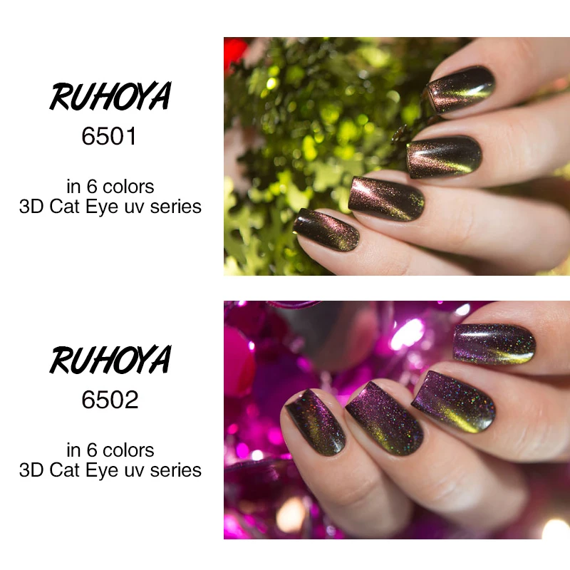 Ruhoya Lucky 3D кошачий глаз 24 цвета блестящий магнит сделай сам Гель лак