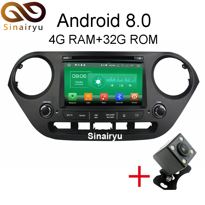 

Sinairyu 4G RAM Android 8.0 Car DVD For Hyundai Grand i10 2014 2015 Octa Core 32G ROM Radio GPS Multimedia Player Head Unit