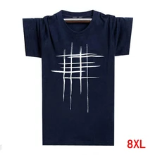 Мужская Летняя Повседневная футболка, 5XL, хлопок, большой размер, 6XL, 7XL, 8XL, футболка с коротким рукавом, геометрический рисунок, хипстер, креативный