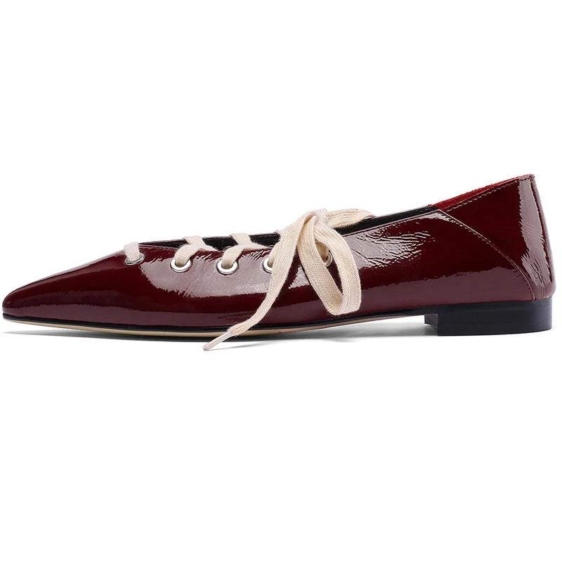 wine Tacco Basso Donne A Enmayer Mujer Modo 34 Di In Tacon Zapatos Ly439 Punta 2018 Black Pelle Formato Red Pompe 39 Vera BXARwqA