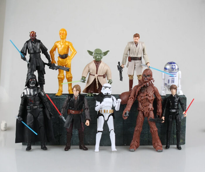 Star Wars Action Figure Darth Vader Stormtrooper Darth Maul Yoda Skywalker Toys PVC Anime Star Wars Figure Toy 8-19cm 10pcs/set