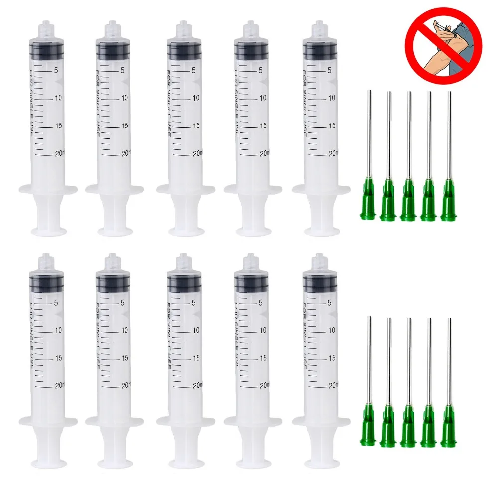 

20ml Plastic Syringe with Needle for Lab and Multiple Uses injector Tool,1.5inch 14G Blunt Tip Dispensing Needle with luer lock