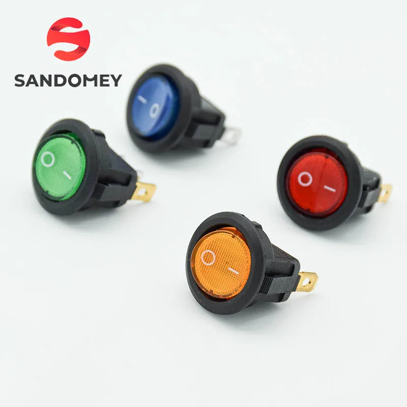 

4pcs/lot Red Blue Green Yellow Light ON-OFF SPST Round Rocker Switch 6A/250V 10A/125V AC Car Boat LED Light