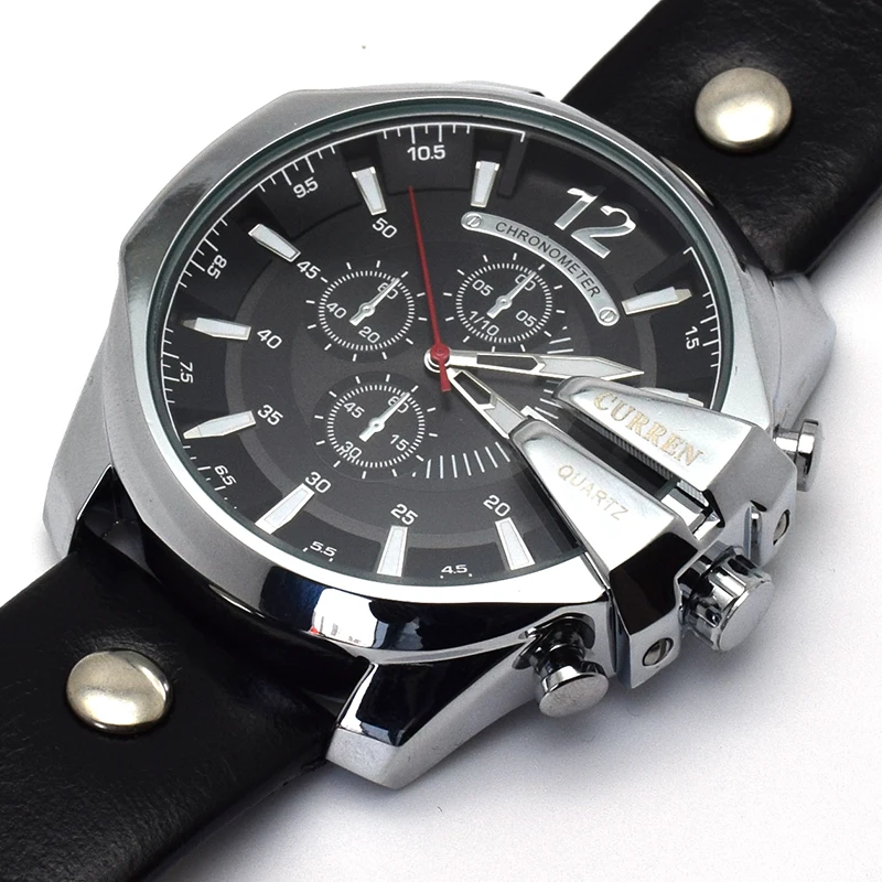 Часы CURREN Мужские спортивные аналоговые кварцевые с кожаным ремешком 8176|wristwatch