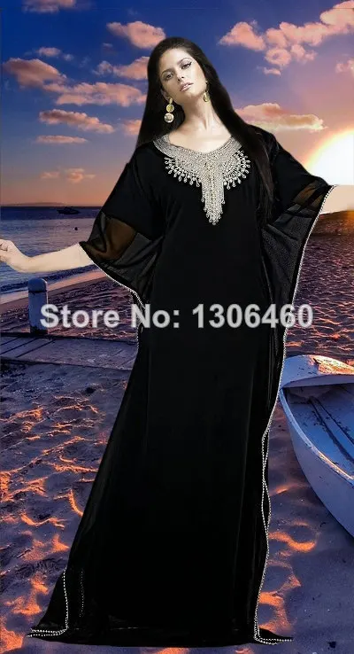 Black Kaftan Dubai 2016 New Arrival Moroccan Musilim Design Gold Beads Farasha Abaya Jalabiya font b