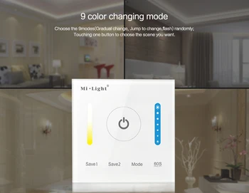 

DC 12V-24V 15A Mi Light P2 Smart Panel Controller Glass Touch Screen Remote Control For CCT Dimming LED Strips ,Panel Lights