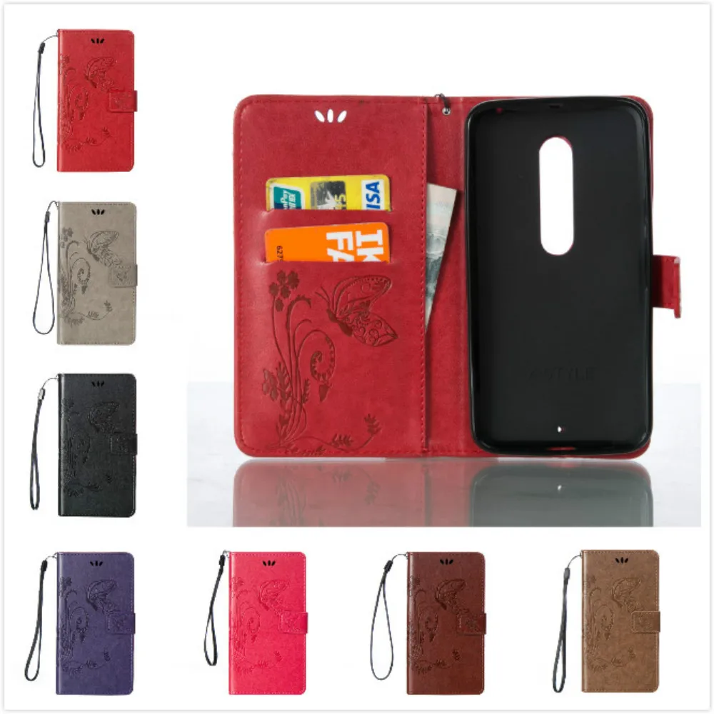 

PU Leather case for Motorola MOTO X style XT1572 XT1570 Stand Card Wallet Case 3D Butterfly Patterns For Moto X Pure Edition