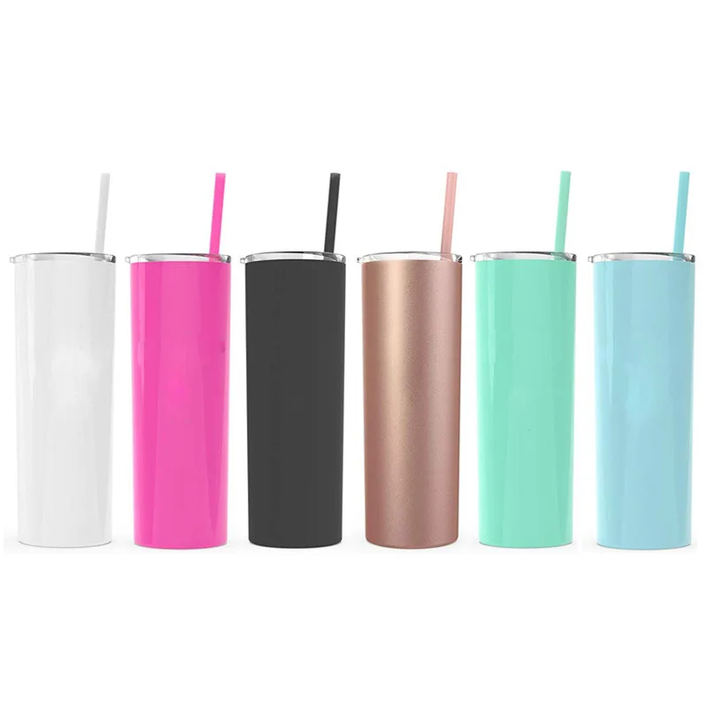 

20oz Slim Tumblers with Lids and Straws,Stainless Steel Double Vacuum Insulated Unbreakable Tumbler Cup for Hot or Cold Drinks