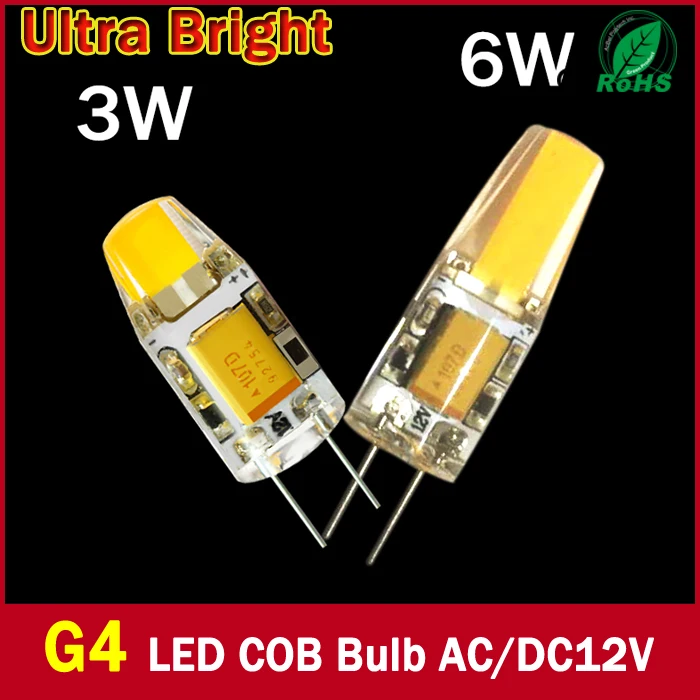 

Super Bright G4 LED 12V Lamp DC AC 12v COB Led Bulb Light 3W 6W Replace Halogen Lamp 360 Beam Angle Free Shipping