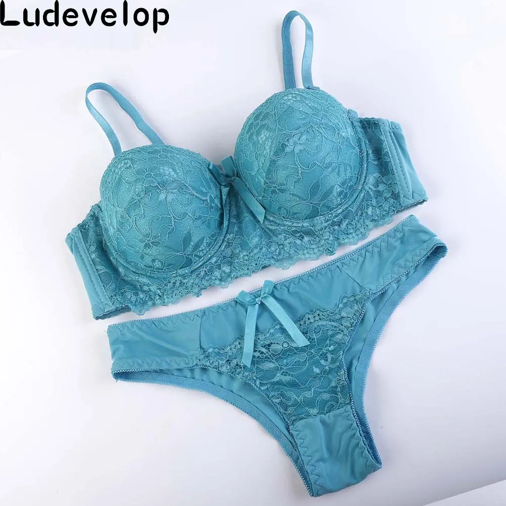 Ludevelopment, женское сексуальное нижнее белье, кружевной бюстгальтер, регулируемый, интимный, пуш-ап, молодой бюстгальтер и трусики, комплекты A, B, C, чашка с глубоким v-образным вырезом, нижнее белье